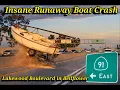 Insane Runaway Boat Crash on 91 Freeway in Bellflower CA