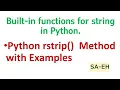 Python rstrip String rstrip Built-in functions for string in Python CBSE rstrip