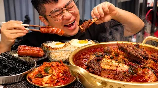 오늘은 매운게 땡기는날 매운소갈비찜에 프랑크소세지 곱창김까지 대박 레전드 먹방