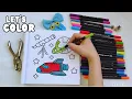 How to Color Space Page Rocket Saturn Stars Marker Coloring Art Let s Color Together Fun time