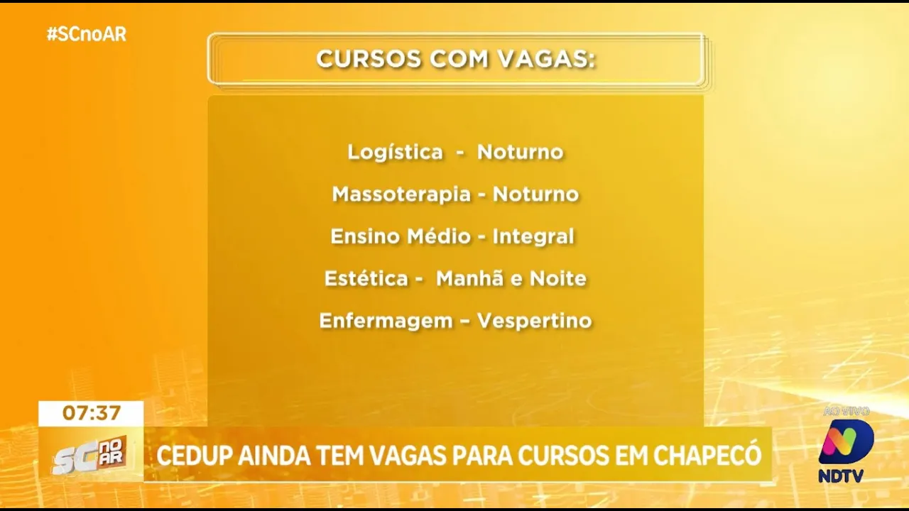 Cedup Chapecó encerra matrículas online e oferece vagas remanescentes
