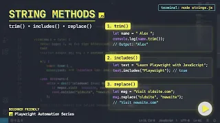 Day 2 - 13 JavaScript Introduction to Strings trim replace includes