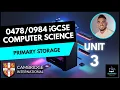 iGCSE Computer Science - Unit 3 Lesson 7 Primary Storage Explained RAM ROM Cache