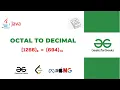Octal to Decimal Conversion DSA Series in Java
