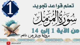تعلم تجويد سورة المزمل من الآية 1 إلى 14