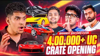 4 Lakh UC Biggest Crate Opening Record in BGMI | Ferrari Speed Drift Spin Jonathan Gaming & Bixi OP