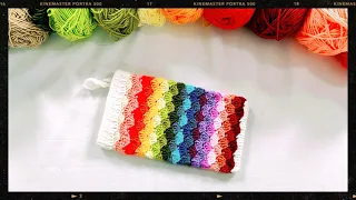 آموزش لیف کیسه ای صدفی بسیار زیبا و جذاب با این پترن کیف موبایل کیف و هر چیز دیگه ای رو بباف 