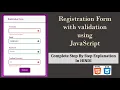 Registration Form with Form Validation using Pure JavaScript JavaScript Project for beginners