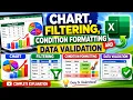 Charts Filtering Conditional Formatting Data Validation in Excel Complete Tutorial Sinhala