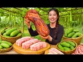 Download Lagu Harvesting bitter melon garden to sell at the market, cooking a giant grilled pork steak to eat