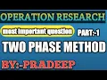 Two phase simplex method in hindi by Pradeep sir