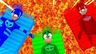 MASSINHA DE MODELAR MENINO GATO, CORUJITA E LAGARTIXO ESCORREGARAM NA LAVA! (PJ MASKS)
