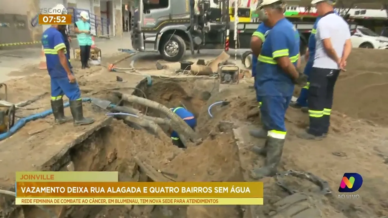 Obras de restauração das ruas alagadas e do desabastecimento de água em quatro bairros de Joinville