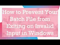 How to Prevent Your Batch File from Exiting on Invalid Input in Windows