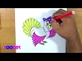 How to Color Canada Thanksgiving Day Turkey Singing A Song Coloring Page