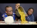 ASMR RICE AND CASSAVA FUFU WITH OGBONO POT TO THE TABLE AFRICAN FOOD MUKBANG