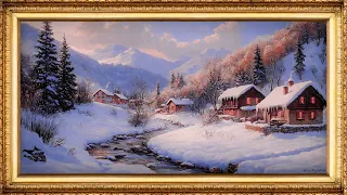 Frame ART TV 4k | Serene Winter Cabin Art | Snowy Landscape for Relaxation | Silent Image Slideshow