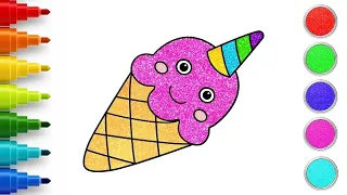 Dibuja un helado de unicornio 🦄🍦 | Dibujo fácil para niños 🎨 | Chiki-Arte Aprende a dibujar