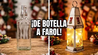 Pasa de una BOTELLA a un bonito FAROL NAVIDEÑO