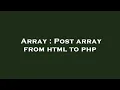 Array Post array from html to php