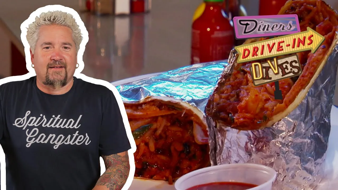 Guy Fieri Eats the HRD Spicy Burrito   Diners, Drive-Ins and Dives   Food Network
