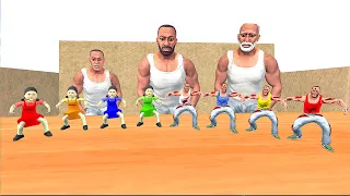 Tiny Colourful Zombie Franklin Vs Tiny Colourful Squid Game Doll in Indian Bike Driving 3D