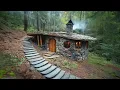 Primitive Bushcraft Shelter In The Rain Forest - Stone Roofed And Stone Wall
