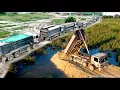 Download Lagu WOW Full Process Step1 Build NEW Road Connect Village By Skills Dozer \u0026 Truck24TON Spreading Stone