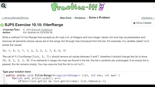 Java Practice It Exercise 10 15 filterRange ArrayList collections array list