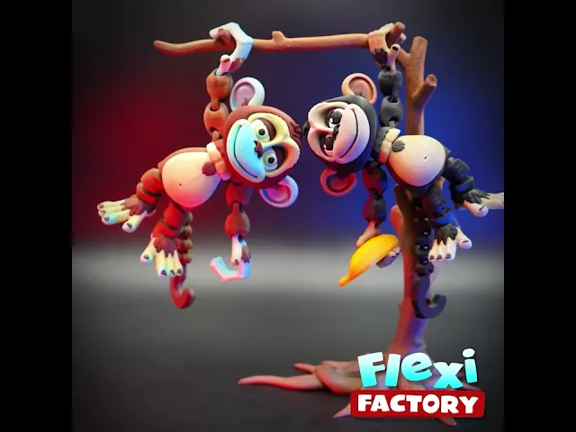 Flexi Factory Monkey with Banana, Tree and 3MF File Included! video thumbnail