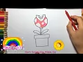 A Piranha plants from game Mario coloring and painting KAWAII how to draw easy