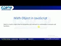 29 - Math Object in JavaScript JavaScript Tutorial for Beginners