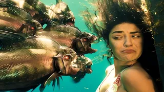 بتتفاجئ بأسمك مفترسه بتهجم عليهم وبتحصل مجزره ومن الصعب التخلص منها ملخص فيلم Piranha 3dd 