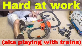 UK ebay reseller - Hard at work playing with Thomas Trackmaster trains