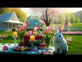 Happy Easter Music Spring Picnic with Easter Bunny 4K