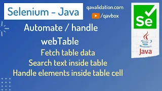 Automate web tables in selenium java fetch data handle elements inside table
