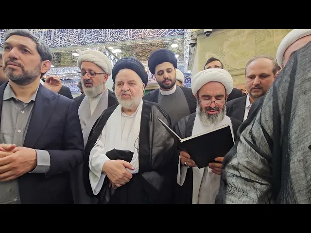 ⁣اثناء استقبال الوكيل المطلق لسماحة المرجع الديني الأعلى السيد جواد الشهرستاني في حرم الإمام الحسين 