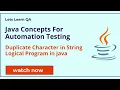 Java Logical Program - Find Duplicate Characters in String