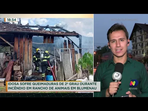 Incêndio em uma propriedade rural deixa uma idosa com queimaduras de 2° grau