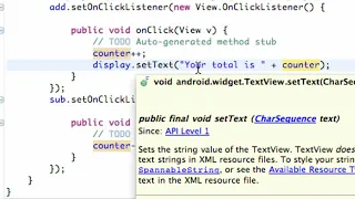 Android Application Development Tutorial 10 Using setText method for our button