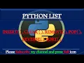PYTHON LIST function INSERT CLEAR REMOVE POP REVERSE SORT
