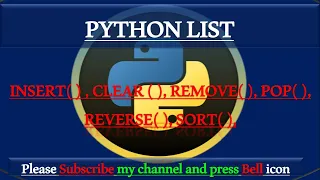 PYTHON LIST function INSERT CLEAR REMOVE POP REVERSE SORT