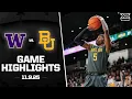 Washington vs Baylor Game Highlights 2025-26 Big 12 Men s Basketball