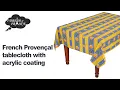 French Provencal Sunflower Blue cotton tablecloth with acrylic coating