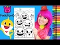 Coloring Baby Shark Family GIANT Pinkfong Coloring Page Crayola Crayons KiMMi THE CLOWN