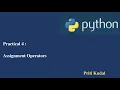 Python Lecture 4 Assignment Operators