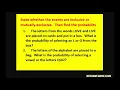 Find the probability of selecting a vowel or the letters QUIZ from the 26 letters of alphabet