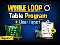 Python While Loop Tutorial Table User Input Reverse Number