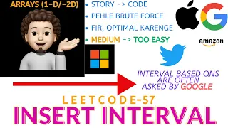 Insert Interval Brute Force Optimal Google Apple codestorywithMIK