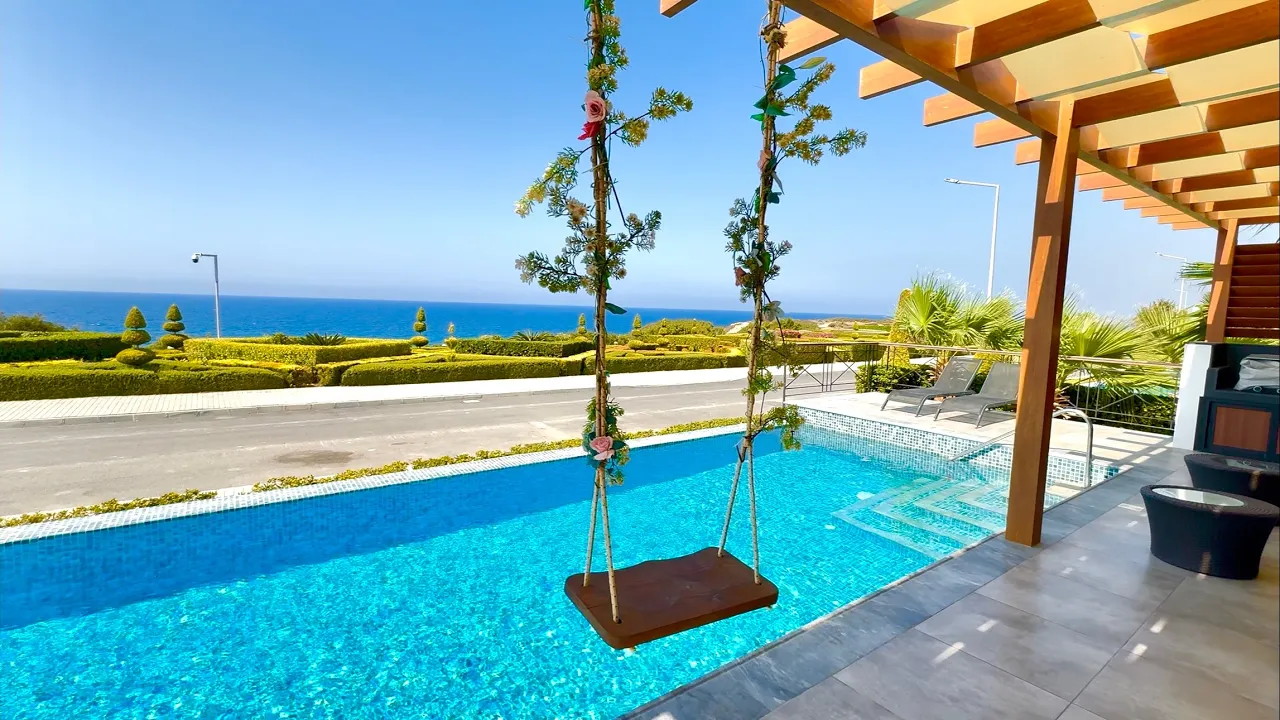 Beachfront 3-Bedroom Bungalow Villa in North Cyprus with beachfront location and residence permit suitable